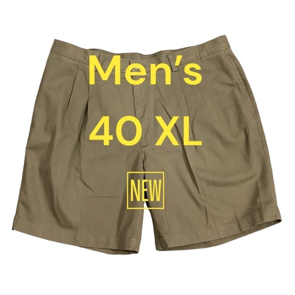 Men's Savane 40 XL Shorts Toffee Pleated Chino Khakis 4 Pockets Golf Cotton NWT - Picture 2 of 8